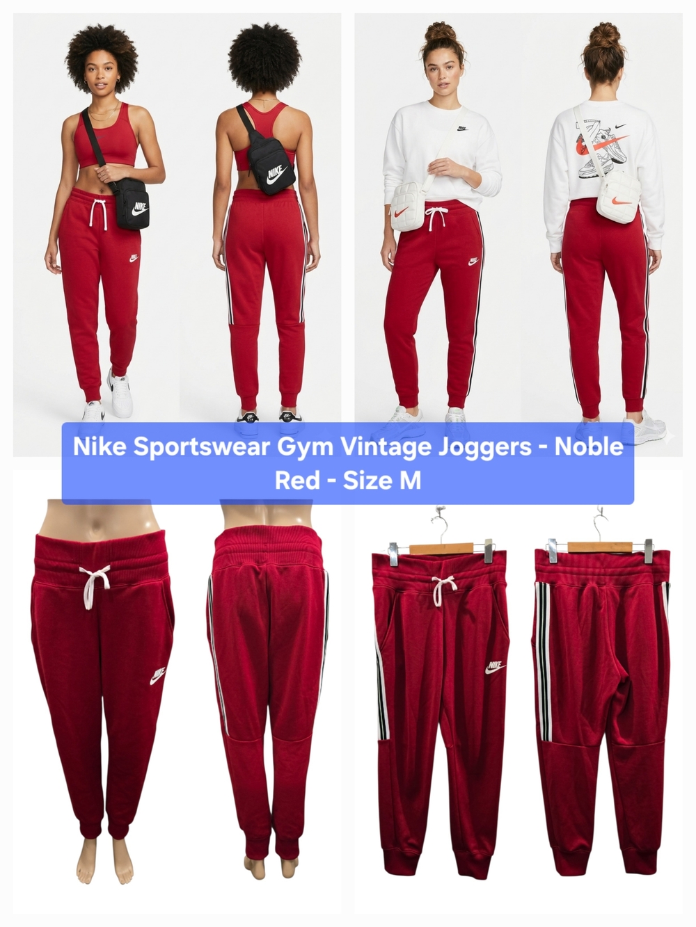 Nike Sportswear Gym Vintage Joggers - Noble Red Size M